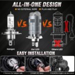 ⁦Ampoule LED H4 Pour Phare Universel Moto Technologie Double Lentille - مصباح ليد للمكابح والمصابيح الأمامية بعدسة مزدوجة مطورة⁩ - الصورة ⁦10⁩