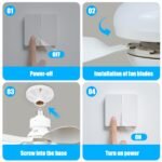 ⁦Ventilateur de Plafond Lumineux à Douille avec Télécommande 80w⁩ - الصورة ⁦7⁩