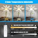 ⁦Ventilateur de Plafond Lumineux à Douille avec Télécommande 80w⁩ - الصورة ⁦4⁩