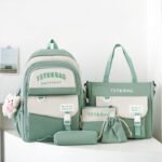 ⁦Sac à Dos Multifonctionnel Kawaii Grand Volume Imperméable et Résistant 5Pcs Vert SACKDS10VR - حقيبة ظهر بعدة قطع بتصميم كاوايي⁩ - الصورة ⁦3⁩