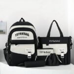 Sac à Dos Multifonctionnel Kawaii Grand Volume Imperméable et Résistant 5Pcs Noir SACKDS10N - حقيبة ظهر بعدة قطع بتصميم كاوايي