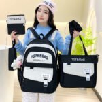 ⁦Sac à Dos Multifonctionnel Kawaii Grand Volume Imperméable et Résistant 5Pcs Noir SACKDS10N - حقيبة ظهر بعدة قطع بتصميم كاوايي⁩ - الصورة ⁦3⁩