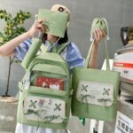 ⁦Sac à Dos Multifonctionnel Kawaii Grand Volume Imperméable et Résistant 5Pcs Vert SACKDS11VR - حقيبة ظهر بعدة قطع بتصميم كاوايي⁩ - الصورة ⁦3⁩