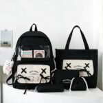 Sac à Dos Multifonctionnel Kawaii Grand Volume Imperméable et Résistant 5Pcs Noir SACKDS11N - حقيبة ظهر بعدة قطع بتصميم كاوايي