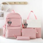 ⁦Sac à Dos Multifonctionnel Kawaii Grand Volume Imperméable et Résistant 4Pcs Rose SACKDS12RS - حقيبة ظهر بعدة قطع بتصميم كاوايي⁩ - الصورة ⁦3⁩