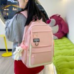 ⁦Sac à Dos Multifonctionnel Kawaii Grand Volume Imperméable et Résistant 4Pcs Rose SACKDS12RS - حقيبة ظهر بعدة قطع بتصميم كاوايي⁩ - الصورة ⁦4⁩