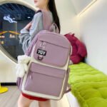 ⁦Sac à Dos Multifonctionnel Kawaii Grand Volume Imperméable et Résistant 4Pcs Mauve SACKDS12MV - حقيبة ظهر بعدة قطع بتصميم كاوايي⁩ - الصورة ⁦3⁩