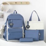 ⁦Sac à Dos Multifonctionnel Kawaii Grand Volume Imperméable et Résistant 4Pcs Bleu SACKDS12BL - حقيبة ظهر بعدة قطع بتصميم كاوايي⁩ - الصورة ⁦5⁩