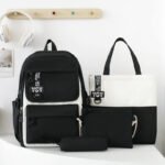 ⁦Sac à Dos Multifonctionnel Kawaii Grand Volume Imperméable et Résistant 4Pcs Noir SACKDS12N - حقيبة ظهر بعدة قطع بتصميم كاوايي⁩ - الصورة ⁦3⁩