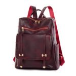 ⁦Sac à dos rétro en cuir synthétique pour femme Grenat - حقيبة ظهر نسائية من الجلد⁩ - الصورة ⁦4⁩