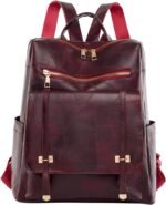 ⁦Sac à dos rétro en cuir synthétique pour femme Grenat - حقيبة ظهر نسائية من الجلد⁩ - الصورة ⁦3⁩