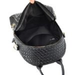 ⁦Sac à Dos Femme en Cuir Tressé Élégant avec Ceinture D'Épaule Convertible - حقيبة ظهر جلدية للنساء بتصميم فاخر⁩ - الصورة ⁦5⁩