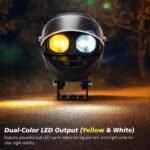Projecteur LED Auxiliaire pour Moto et Scooter Double Couleur Blanc et Jaune Helmet Design 1Pcs - كشاف إضاءة لدراجات النارية بتصميم خوذة وإضاءة مزدوجة