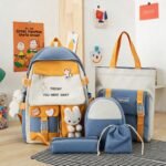 Sac à Dos Multifonctionnel Kawaii Grand Volume Imperméable et Résistant 5Pcs Bleu SACKDS25BL - حقيبة ظهر بعدة قطع بتصميم كاوايي
