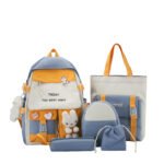 Sac à Dos Multifonctionnel Kawaii Grand Volume Imperméable et Résistant 5Pcs Bleu SACKDS25BL - حقيبة ظهر بعدة قطع بتصميم كاوايي