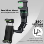 Support Téléphone Voiture pour Rétroviseur Rotation 360°, Bras Long Ajustable - حامل هاتف لمرآة الرؤية الخلفية للسيارة مع دوران 360° وذراع قابل للتعديل