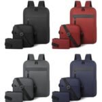 Ensemble 3 PCS sac a dos Élégant et Imperméable pour Homme Avec Port USB Gris Mat-02 - طقم حقائب رجالية أنيقة 3 في 1 مع منفذ شحن