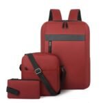 Ensemble 3 PCS sac a dos Élégant et Imperméable pour Homme Avec Port USB Grenat Mat-02 - طقم حقائب رجالية أنيقة 3 في 1 مع منفذ شحن