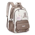 Sac à Dos Scolaire Motif Lapin Happy Easter Ergonomique Tissu Imperméable Marron SACKDS31MR - حقيبة ظهر مدرسية وعصرية بتصميم الأرنب اللطيف