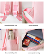 ⁦Sac à Dos Scolaires Enfant 3 en 1 Motif Grenouille Rose Language Style Dos Kawaii Rose SACKDS32RS - طقم حقائب مدرسية للأطفال 3 في 1 بتصميم الضفدع اللطيف⁩ - الصورة ⁦3⁩