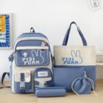 Sac à Dos Multifonctionnel Kawaii Grand Volume Imperméable et Résistant 5Pcs Bleu SACKDS29BL - حقيبة ظهر بعدة قطع بتصميم كاوايي
