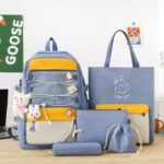 ⁦Sac à Dos Multifonctionnel Kawaii Grand Volume Imperméable et Résistant 5Pcs Bleu SACKDS33BL - حقيبة ظهر بعدة قطع بتصميم كاوايي⁩ - الصورة ⁦2⁩