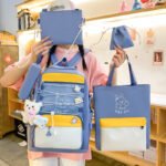 Sac à Dos Multifonctionnel Kawaii Grand Volume Imperméable et Résistant 5Pcs Bleu SACKDS33BL - حقيبة ظهر بعدة قطع بتصميم كاوايي