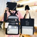 Sac à Dos Multifonctionnel Kawaii Grand Volume Imperméable et Résistant 5Pcs Noir SACKDS33N - حقيبة ظهر بعدة قطع بتصميم كاوايي