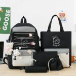 ⁦Sac à Dos Multifonctionnel Kawaii Grand Volume Imperméable et Résistant 5Pcs Noir SACKDS33N - حقيبة ظهر بعدة قطع بتصميم كاوايي⁩ - الصورة ⁦2⁩