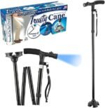 ⁦Canne de Marche Pliable avec Lampe LED Base Pivotante Quadruple Hauteur Réglable - عصا المشي القابلة للطي المزودة بإضاءة وقاعدة رباعية ثنائية التوازن⁩ - الصورة ⁦4⁩