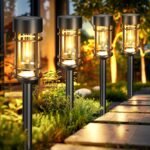 ⁦Éclairage Solaire de Jardin Extérieur avec Support Murale HW-1288B - مصابيح حدائق شمسية فاخرة إضاءة دافئة⁩ - الصورة ⁦5⁩