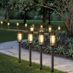 ⁦Éclairage Solaire de Jardin Extérieur avec Support Murale HW-1288B - مصابيح حدائق شمسية فاخرة إضاءة دافئة⁩ - الصورة ⁦7⁩