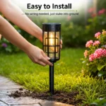 ⁦Éclairage Solaire de Jardin Extérieur avec Support Murale HW-1288B - مصابيح حدائق شمسية فاخرة إضاءة دافئة⁩ - الصورة ⁦12⁩