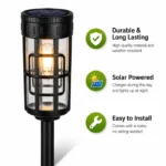 ⁦Éclairage Solaire de Jardin Extérieur avec Support Murale HW-1288B - مصابيح حدائق شمسية فاخرة إضاءة دافئة⁩ - الصورة ⁦11⁩