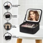 ⁦Trousse de Maquillage et Voyage avec Miroir LED Intégré 3 Modes de Lumière - حقيبة تنظيم المكياج والسفر مع مرآة مضيئة⁩ - الصورة ⁦10⁩