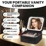 ⁦Trousse de Maquillage et Voyage avec Miroir LED Intégré 3 Modes de Lumière - حقيبة تنظيم المكياج والسفر مع مرآة مضيئة⁩ - الصورة ⁦2⁩