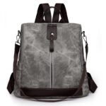 ⁦Sac à Dos Femme Antivol en Tissu Vintage avec Fermeture Arrière SACKDS39GR - حقيبة ظهر نسائية كاجوال متعددة الاستخدامات⁩ - الصورة ⁦4⁩