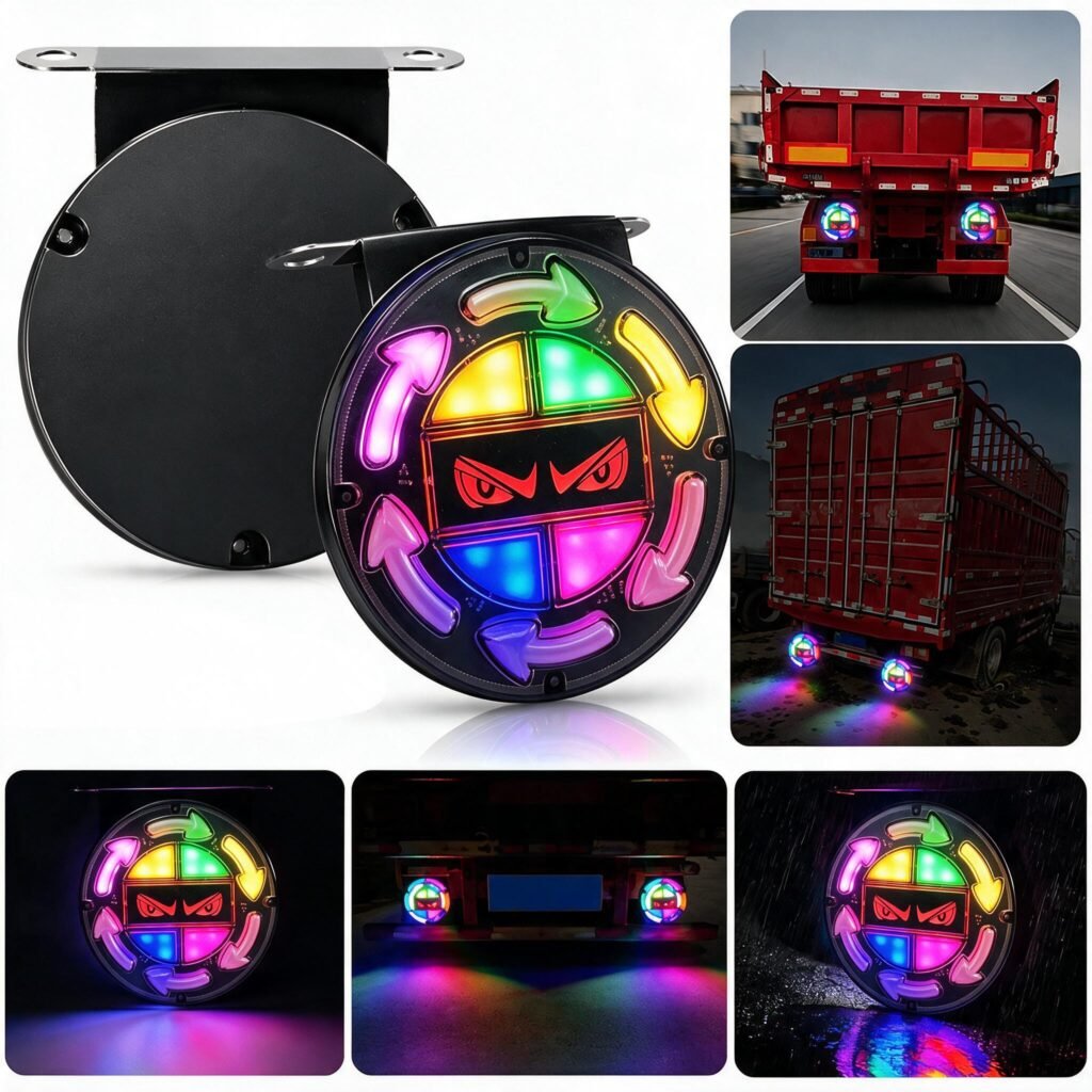 Feux Arrière LED RGB Séquentiels pour Camion 12V/24V 2 pcs Devile Eye - مصابيح خلفية تحذيرية للشاحنات ملونة (قطعتين)