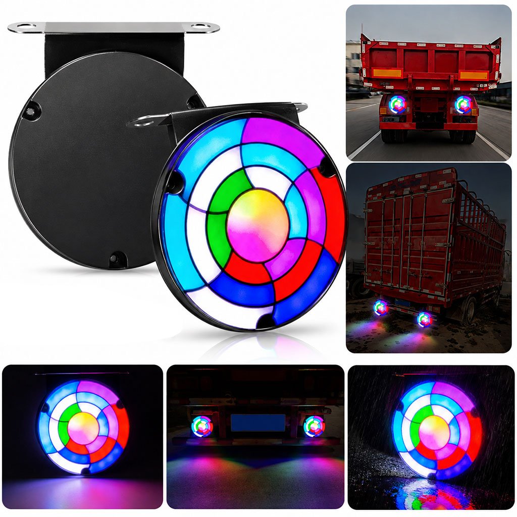 Feux Arrière LED RGB Séquentiels pour Camion 12V/24V 2 pcs Rainbow - مصابيح خلفية تحذيرية للشاحنات ملونة (قطعتين)