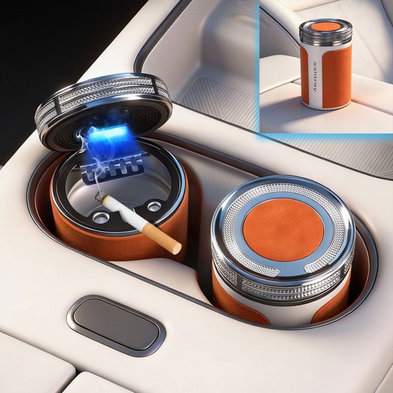 Cen-drier de Voiture de Luxe avec Doublure en Céramique et Lumière LED - منفضة سج-ائر فاخرة للسيارة ببطانة سيراميك وإضاءة