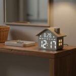 Horloge Réveil Numérique LED en Forme de Maison Double Alarme Veilleuse Douce GH8063 - ساعة منبه رقمية بتصميم منزل أنيق مع إضاءة ليلية وشاشة كاملة
