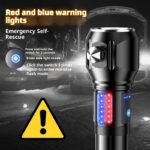 ⁦Lampe Torche Tactique LED 1200 Lumens Portée 450m avec Éclairage Latéral - مصباح يدوي تكتيكي عالي الإضاءة متعدد الاستخدامات⁩ - الصورة ⁦6⁩