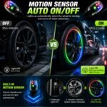 Lumières LED pour Valve de Pneu Étanche Capteur de Mouvement Auto Décoration et Sécurité - أضواء صمام العجلات المضيئة للسيارات والدراجات - الصورة 5