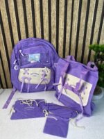 ⁦Sac à Dos Multifonctionnel Kawaii Grand Volume Imperméable et Résistant 5Pcs Mauve SACKDS11MV - حقيبة ظهر بعدة قطع بتصميم كاوايي⁩ - الصورة ⁦2⁩