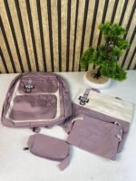 ⁦Sac à Dos Multifonctionnel Kawaii Grand Volume Imperméable et Résistant 4Pcs Mauve SACKDS12MV - حقيبة ظهر بعدة قطع بتصميم كاوايي⁩ - الصورة ⁦2⁩
