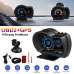 Afficheur Tête Haute HUD Intelligent Pour Voiture Système Double OBD2 + GPS 10 Alarme de Vitesse et Écran LCD - عداد السرعة الرقمي والشاشة الذكية للسيارة نظام مزدوج