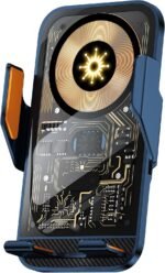 Support Téléphone Voiture avec Chargeur Sans Fil 15W Modèle C10 Design Transparent - حامل هاتف للسيارة مع شاحن لاسلكي سريع 15 واط موديل