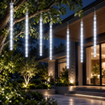 Lumière de Pluie de Météores LED Blanc 8 Pièces pour Extérieur - أضواء شهب متساقطة بيضاء لتزيين الحدائق والواجهات 8 قطع