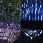 Lumière de Pluie de Météores LED Blanc 8 Pièces pour Extérieur - أضواء شهب متساقطة بيضاء لتزيين الحدائق والواجهات 8 قطع