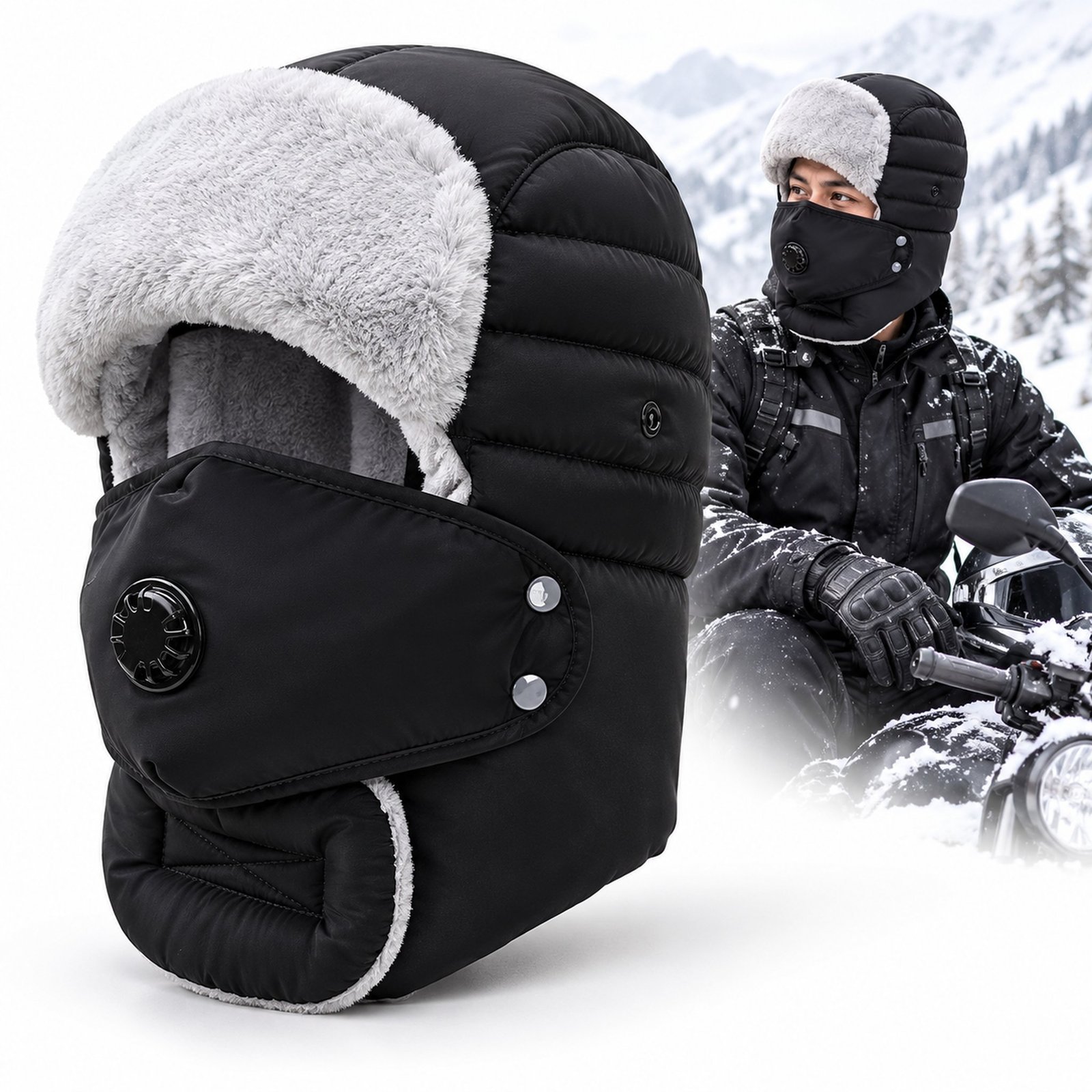 Bonnet d'Hiver Imperméable Coupe-Vent avec Cache-Oreilles et Masque - قبعة شتوية مقاومة للماء والرياح مع حماية الأذنين والوجه Bonnet d'Hiver Imperméable Coupe-Vent avec Cache-Oreilles et Masque - قبعة شتوية مقاومة للماء والرياح مع حماية الأذنين والوجه